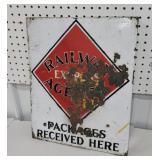 Railway porcelain flange sign - rough 15"18"