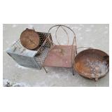 Locker basket, chair, Griswold kettle