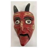 Wood devil mask with hinged jaw