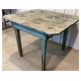 19th century pine farm table w/ original blue
