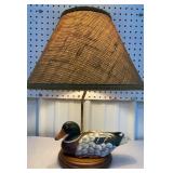 Wooden decoy duck lamp