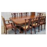 Chippendale style- inlaid table w/8 chairs 1 leaf