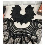 Victorian mourning cape & lace collars, 1800s burl
