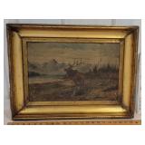 Oil painting on board - elk