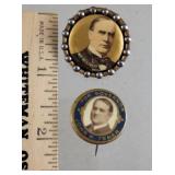2 political pins - McKinley and John Tener for