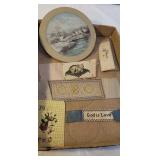 Very old paper punch samplers and folksy painting