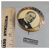 2 political pins - Al Smith, and McKinley
