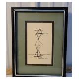 Political JFK doodle "Man" litho 316/600 - 1961