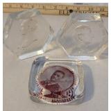 3 presidential glass paperweights  - Henry clay,