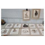 Set 12 unframed soldiers/military prints