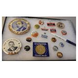 Political pins - Goldwater, LBJ, Dewey, hoover,