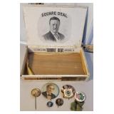 Theodore Roosevelt wooden cigar box, and other