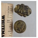 2 buttons/studs - Gold Basis, free silver