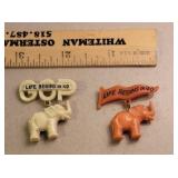 2 GOP elephant pins - life begins in 40