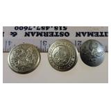 3 civil War buttons - cadet, God helps them who