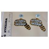 2 tab pins - Kafauver for president - Coon tail