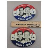 2 political pins - Nixon/Lodge - (1 missing pin)