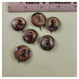 6 political buttons - all have been damp