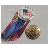 2 pins - Cleveland & Hendricks, & America for