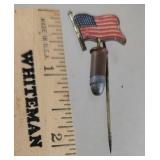 Political flag pin - with bullet pendant