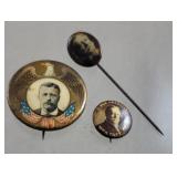 3 pins - Taft, roosevelt, etc