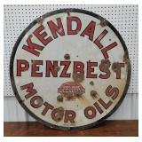 Porcelain double sided Kendall motor oils sign