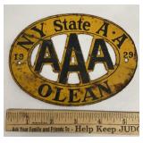 Olean AAA badge 1929 License plate topper