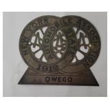 NY automobile association 1918 Owego badge