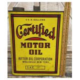 Ritter Oil Co. Wellsville NY 2 gallon motor oil