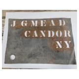 J.g. Mead Candor NY metal stencil 20"14"