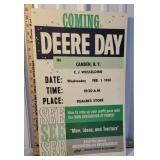 Deere Day Camden NY cardboard poster - John Deere