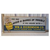 Cardboard sign - insurance - Dickenson co. Rialto