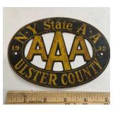 Ulster County AAA badge 1932