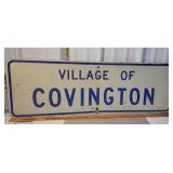 Village of Covington sign - heavy