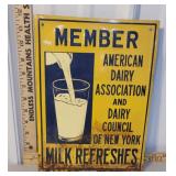 Tin American dairy association sign - rust on