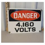 Small porcelain DANGER 4160 volts sign