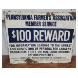 Pennsylvania farmers association tin sign 14"11x