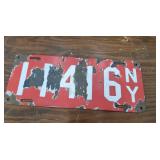 Porcelain NY license plate