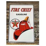 Porcelain Texaco Fire Chief sign circa 1986