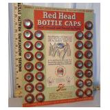 Red head bottle caps on original store card