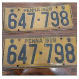 Pair 1928 pa license plates