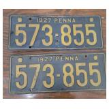 Pair 1927 pa license plates