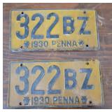 Pair 1930 pa license plates