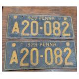 Pair 1929 pa license plates