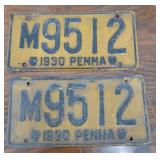 Pair 1930 pa license plates