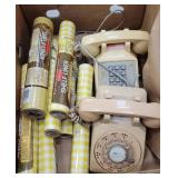 Box - retro telephones and shelf liner