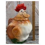 California pottery rooster cookie jar - lid is