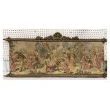 Romantic tapesty w/ ornate frame - some damage to