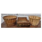2 ½ bushel baskets, advertising crate