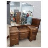 Mid century dresser with mirror and bed